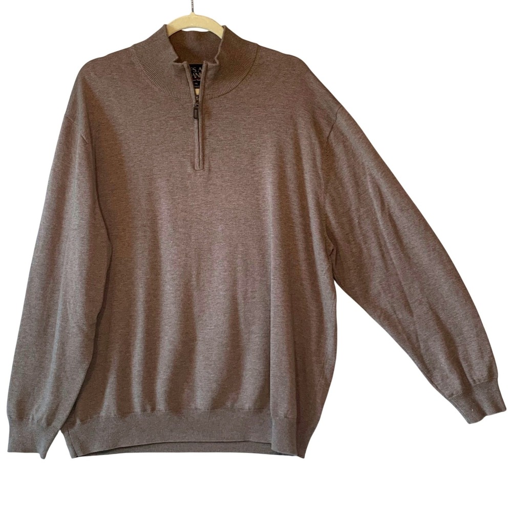 Jos A Bank Signature Collection Men's XXL Brown 100% Pima Cotton 1/4 Zip Sweater